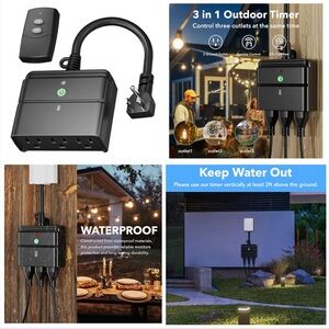 BN-LINK Outdoor Indoor Wireless Remote Control 3-Prong Outlet Weather Proof